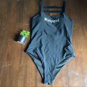 Baby Girl Black  & White One Piece Swimsuit Size Medium